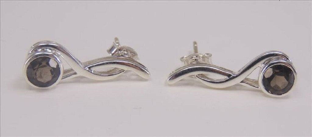 Edle 1,89 Carat Rauchquarz,Topas Ohrstecker, Ohrschmuck. 925b Sterling Silber