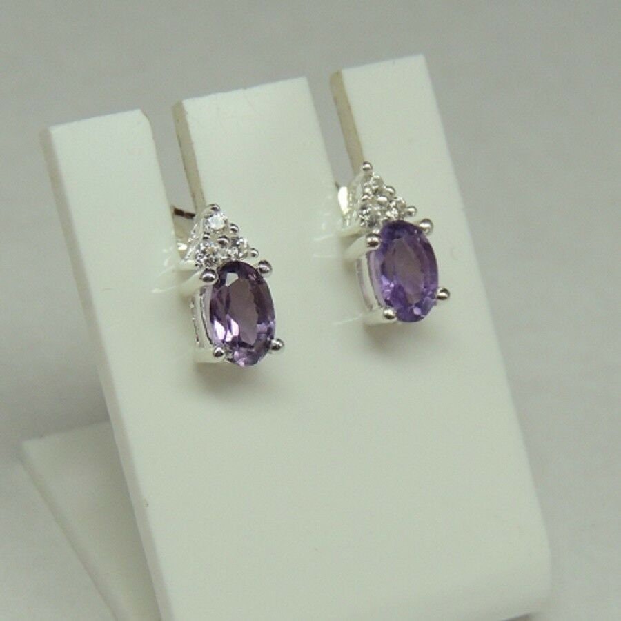 Edle echte 0,6 Carat Amethyst Ohrstecker 925 Silber Zironia funkelnde Ohrstecker