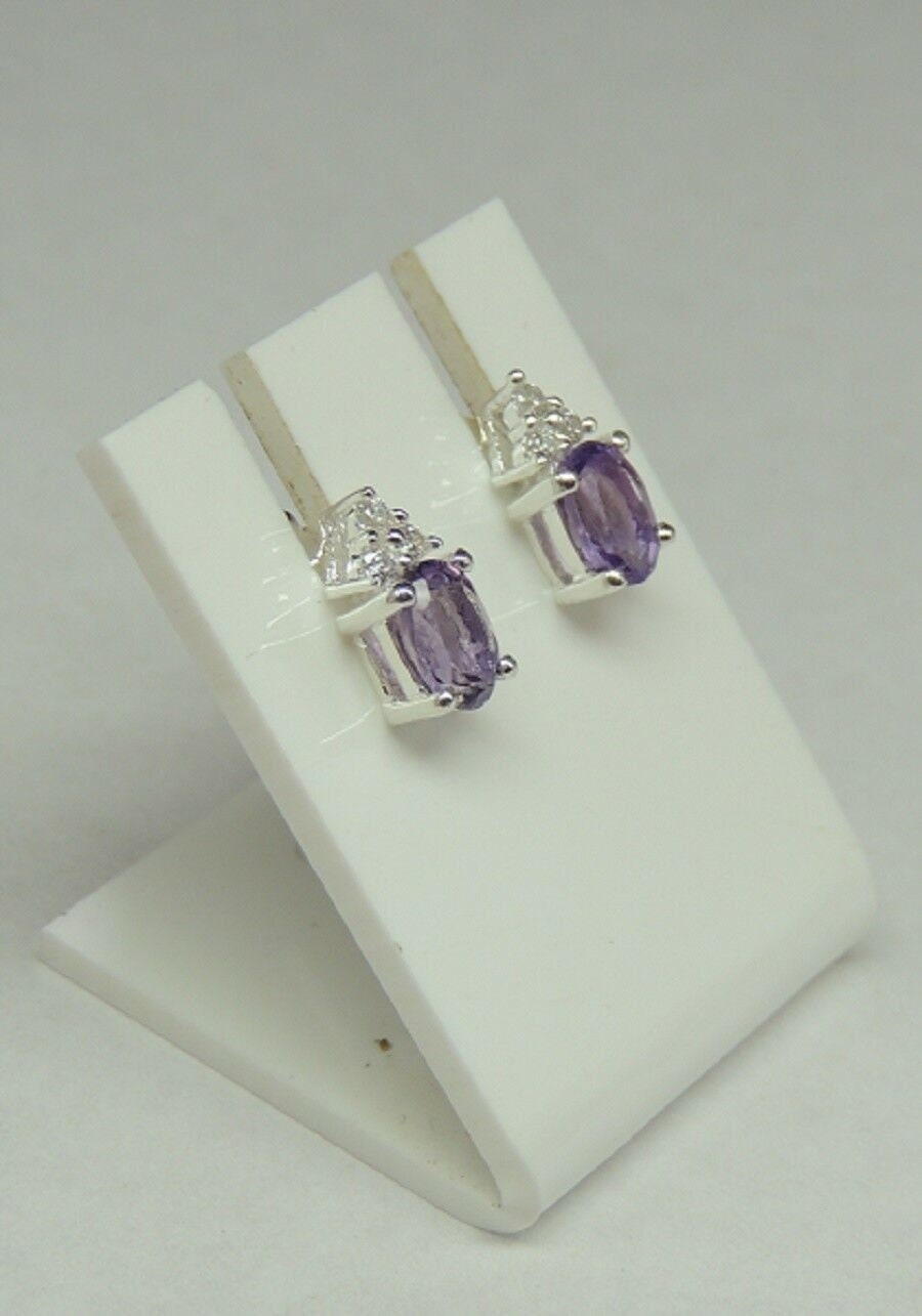 Edle echte 0,6 Carat Amethyst Ohrstecker 925 Silber Zironia funkelnde Ohrstecker