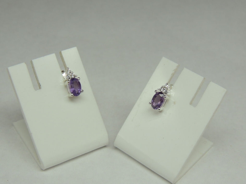 Edle echte 0,6 Carat Amethyst Ohrstecker 925 Silber Zironia funkelnde Ohrstecker