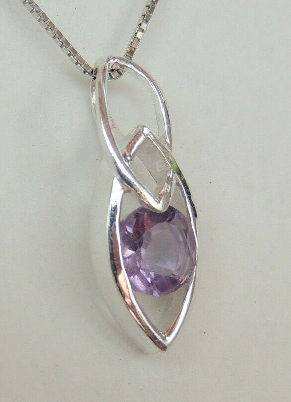 Amethyst Kettenanhänger Silber 925  0,42 ct Edelstein  Modernes Design