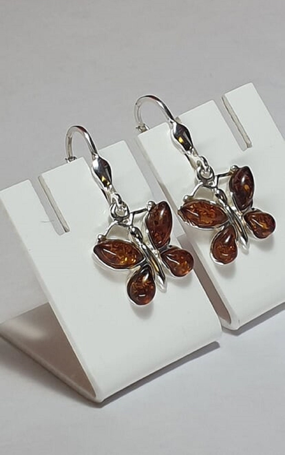 Edle Bernstein Schmetterlings Ohrhanger 925 Silber echter Bernstein aus Litauen