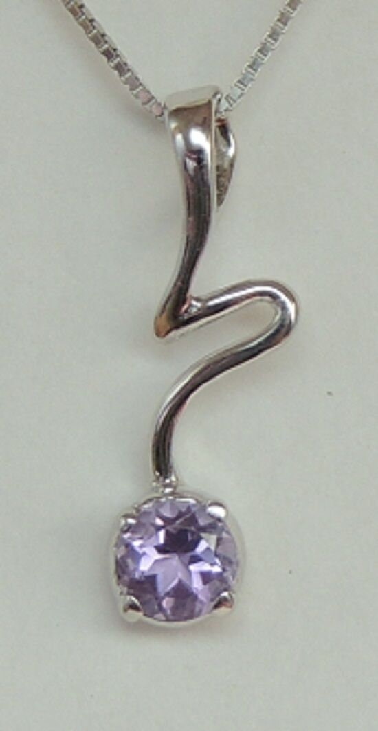 Amethyst Anhänger 925 Silber (ohne Kette) - 0,59 Karat Violetter Edelstein - Handgefertigtes Schmuckstück - Geburtsstein Februar