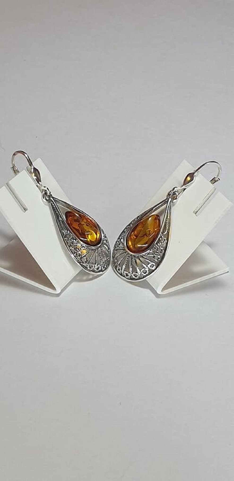 Edle romantische Bernstein Ohrhanger 925 Silber echter Bernstein aus Litauen