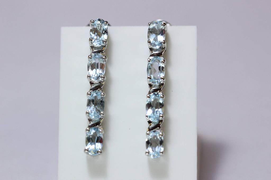 Edle 1,95 Carat Blautopas  Ohrstecker 925 Silber Ohrschmuck himmelblauer Topas