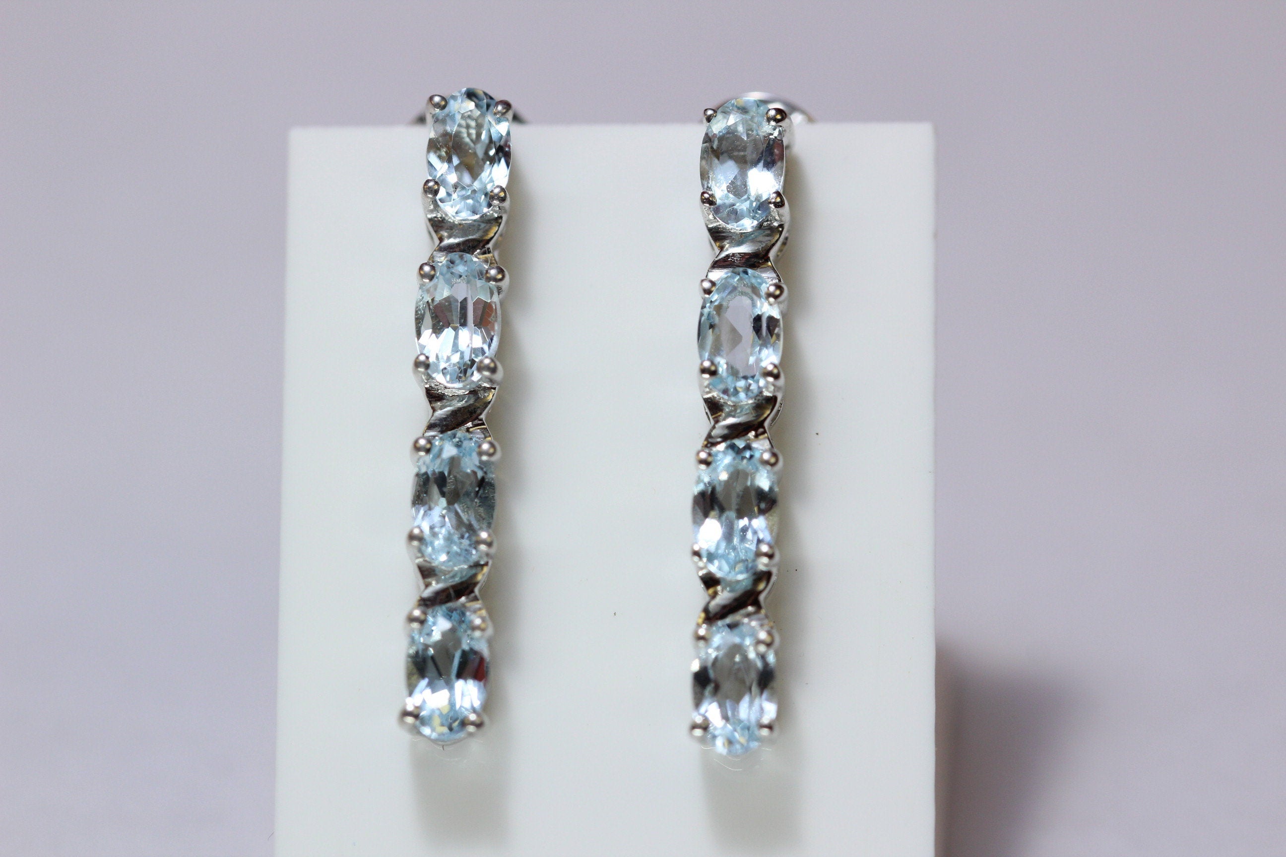 Edle 1,95 Carat Blautopas  Ohrstecker 925 Silber Ohrschmuck himmelblauer Topas