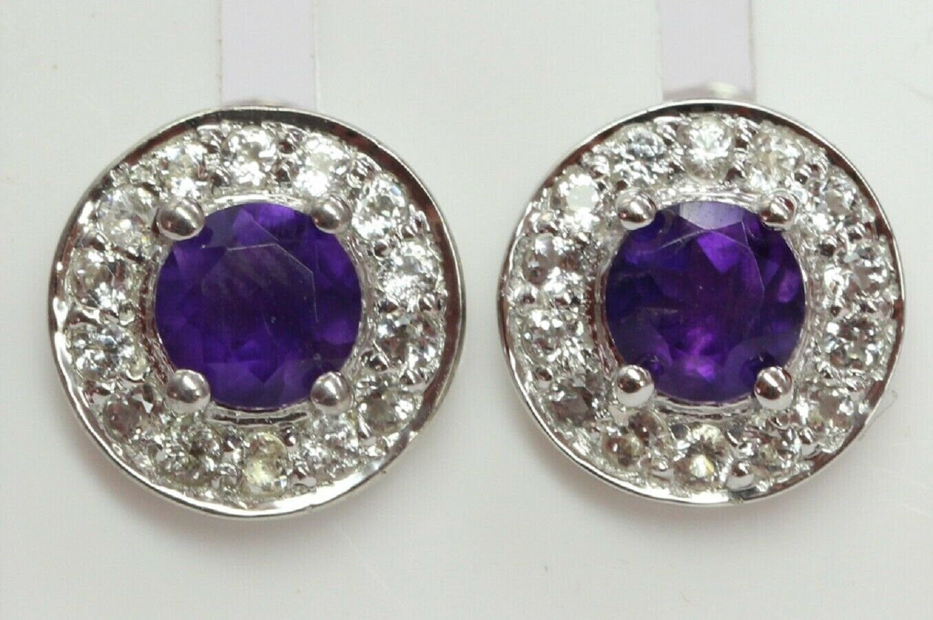 Edler 1,0 Carat Amethyst Ohrstecker Weiatopas 925 Silber Ohrschmuck Top