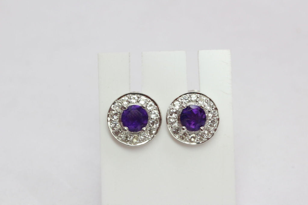 Edler 1,0 Carat Amethyst Ohrstecker Weiatopas 925 Silber Ohrschmuck Top