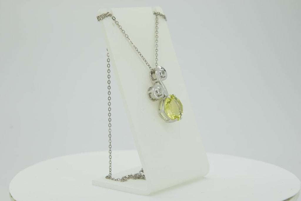 Edler 3,25 Carat Limonenquarz weisstopas Anhanger 925 Silber Collier Kette Lemon