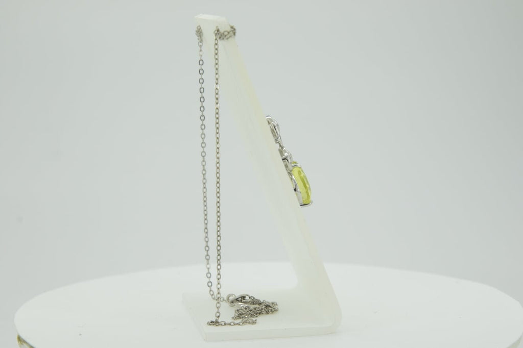 Edler 3,25 Carat Limonenquarz weisstopas Anhanger 925 Silber Collier Kette Lemon