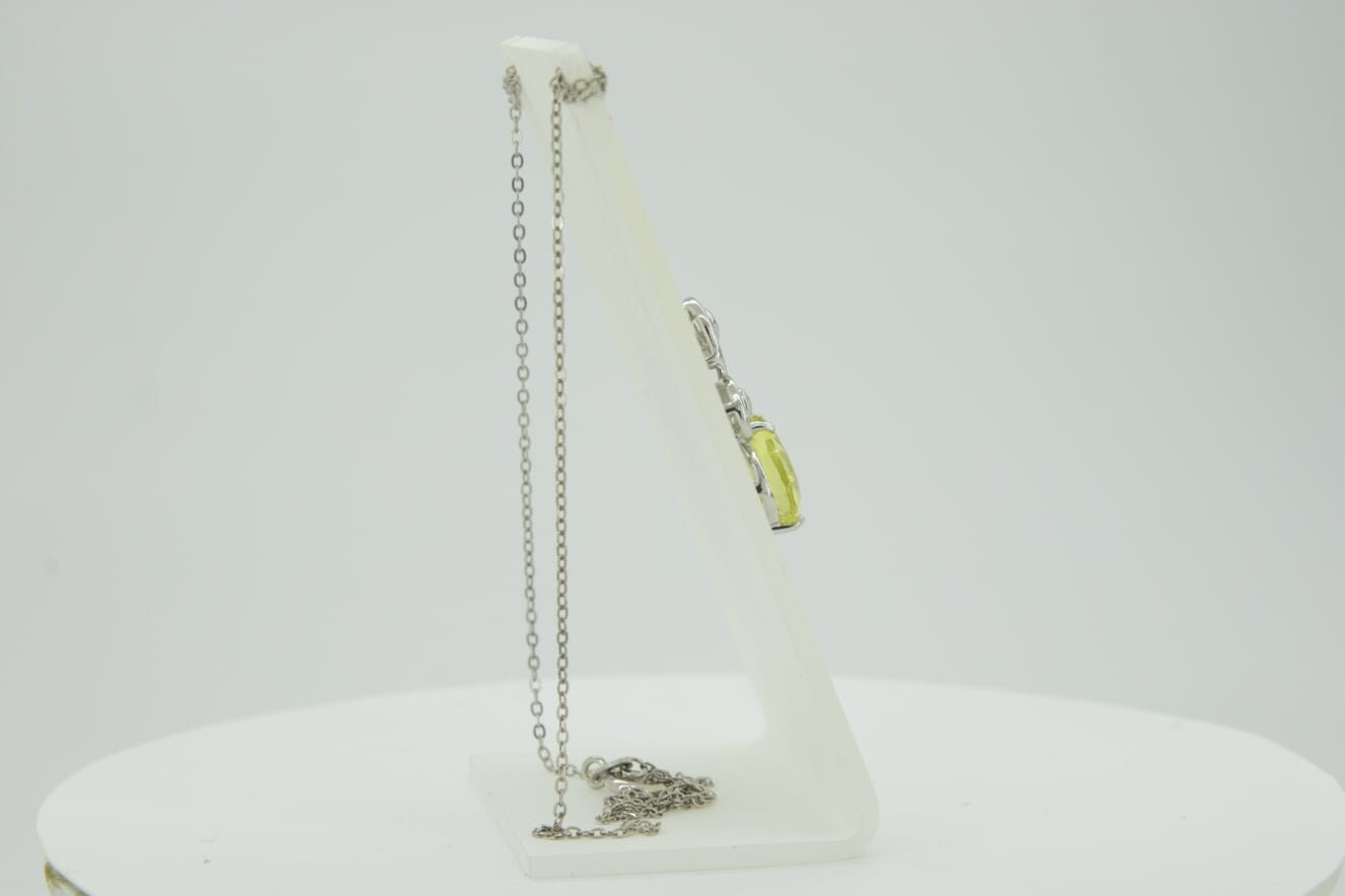 Edler 3,25 Carat Limonenquarz weisstopas Anhanger 925 Silber Collier Kette Lemon