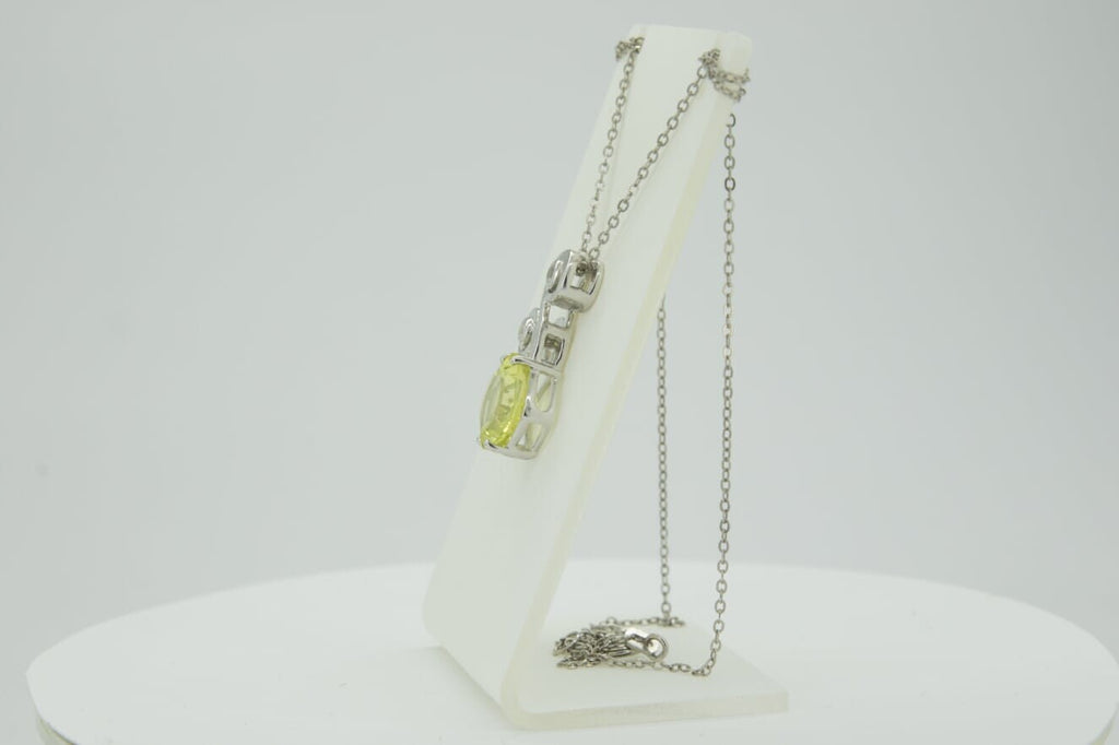 Edler 3,25 Carat Limonenquarz weisstopas Anhanger 925 Silber Collier Kette Lemon