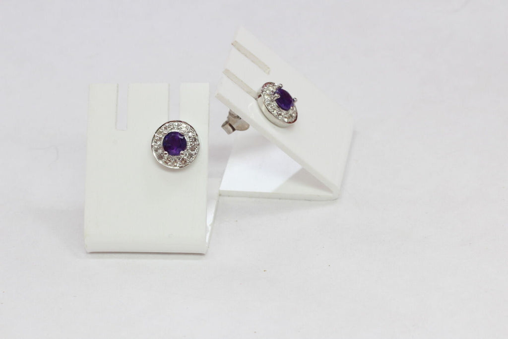 Edler 1,0 Carat Amethyst Ohrstecker Weiatopas 925 Silber Ohrschmuck Top