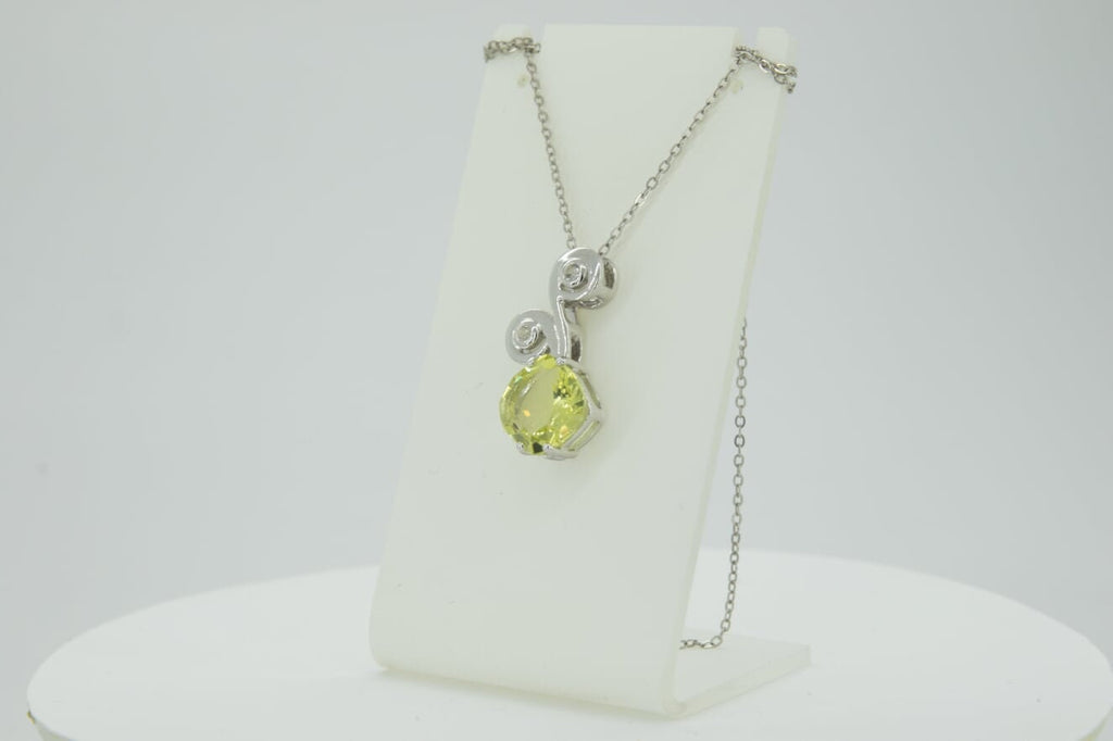 Edler 3,25 Carat Limonenquarz weisstopas Anhanger 925 Silber Collier Kette Lemon
