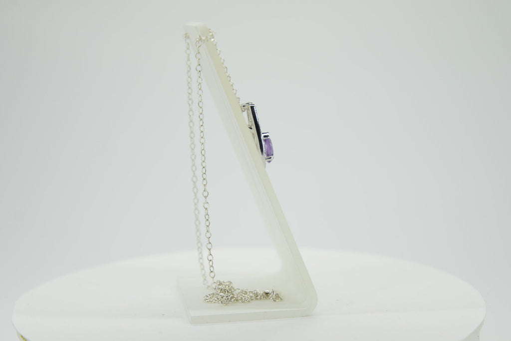 Amethyst Anhänger 925 Silber, Lila Edelstein Kette mit Weißtopas, Februar Geburtsstein, Elegantes Geschenk für Sie, Handgefertigter Schmuck