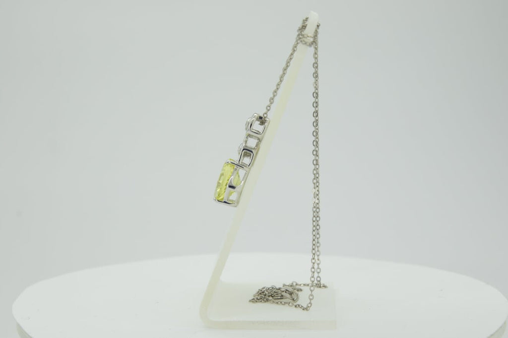Edler 3,25 Carat Limonenquarz weisstopas Anhanger 925 Silber Collier Kette Lemon
