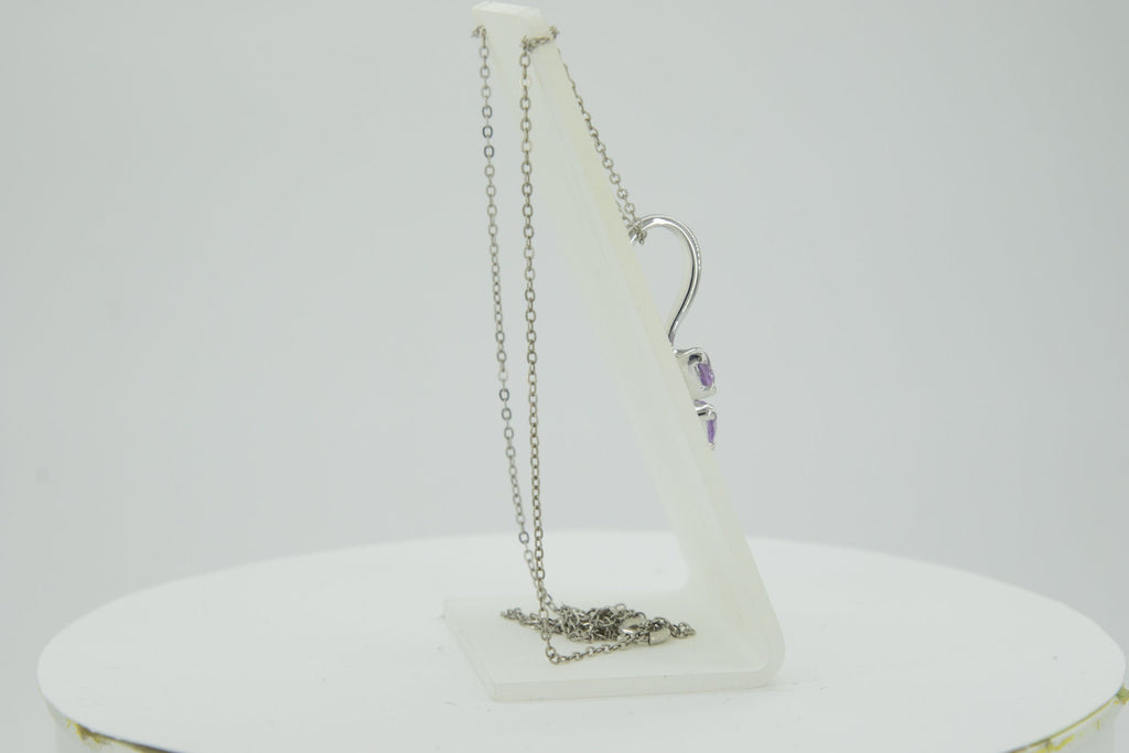 Amethyst Kette Silber 925 - Geburtsstein Februar Geschenk - Trillion Schliff Anhänger - Minimalistischer Violetter Schmuck - Edles Unikat