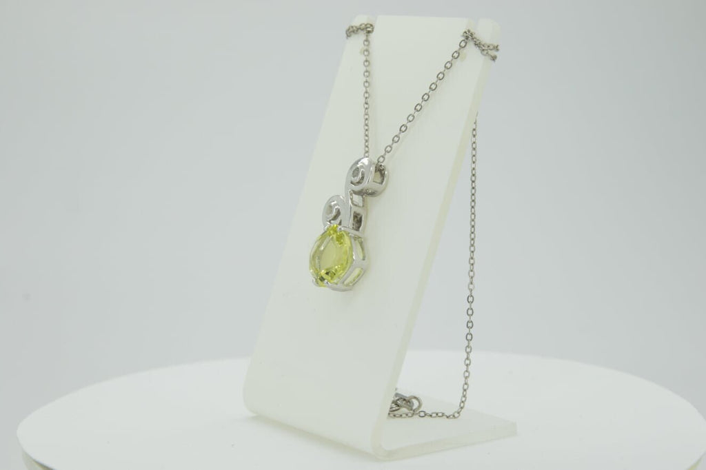 Edler 3,25 Carat Limonenquarz weisstopas Anhanger 925 Silber Collier Kette Lemon