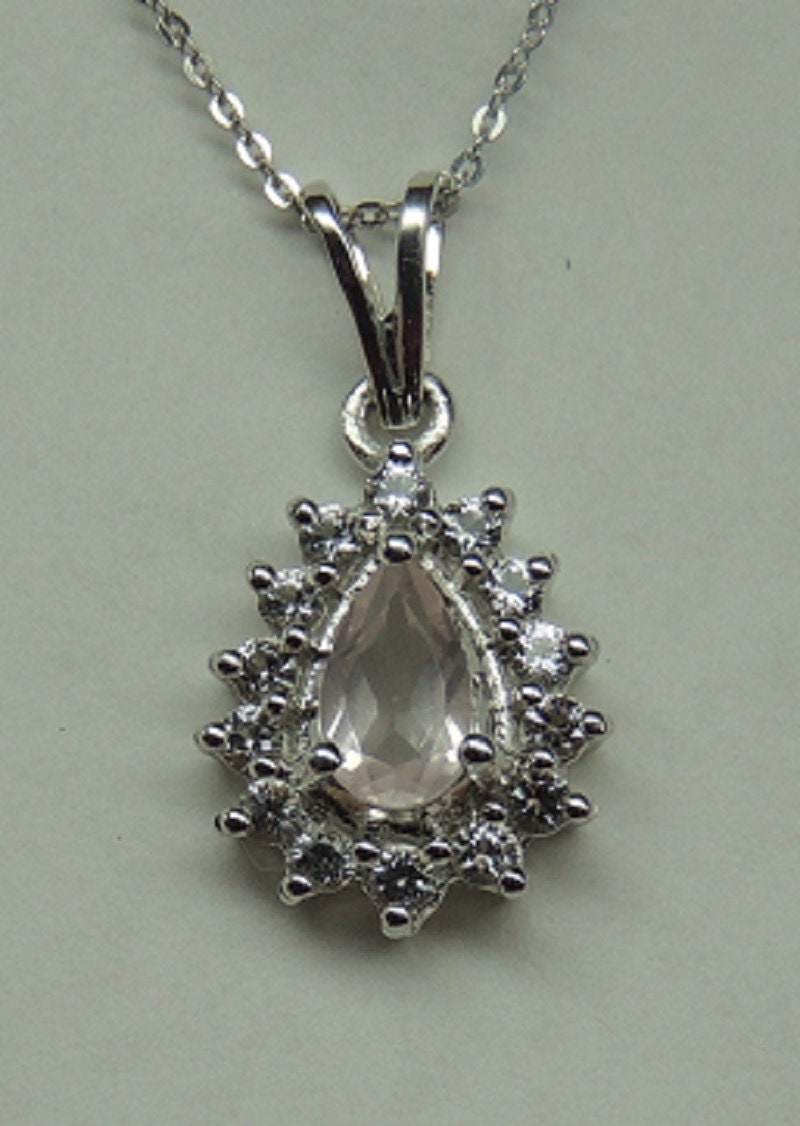 Edler 1,3 Carat Rosenquarz weisstopas Anhanger 925 Silber  Top Edel