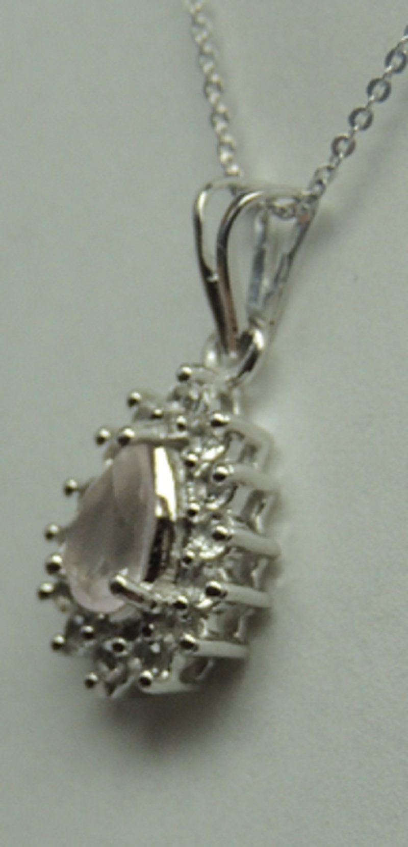 Edler 1,3 Carat Rosenquarz weisstopas Anhanger 925 Silber  Top Edel