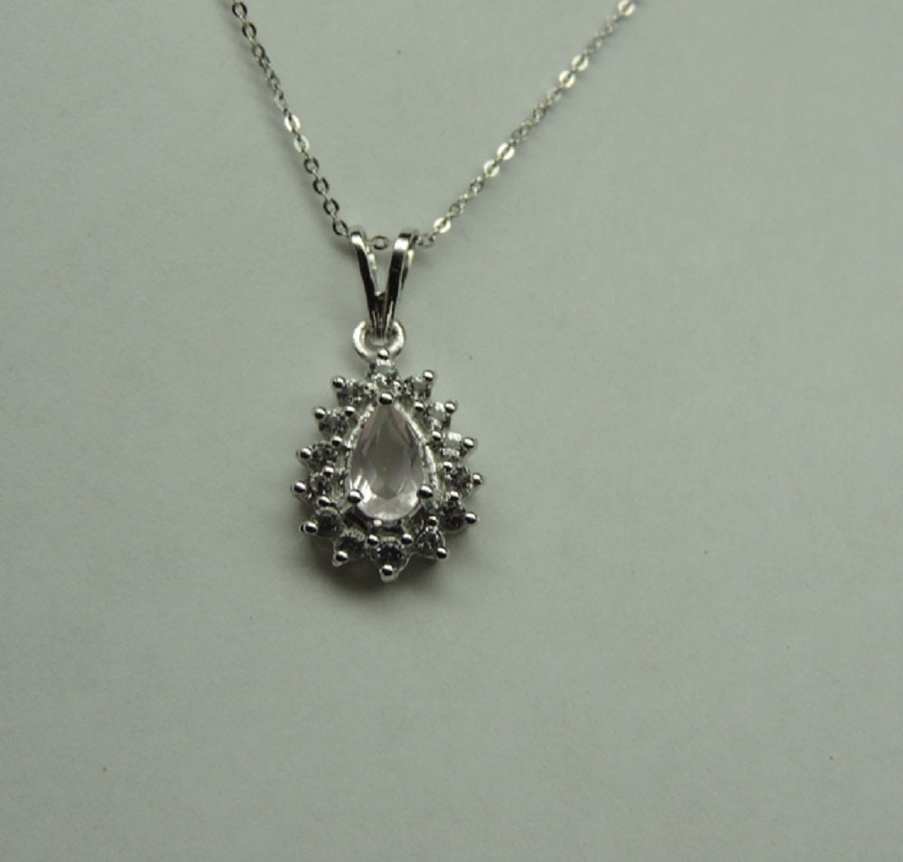 Edler 1,3 Carat Rosenquarz weisstopas Anhanger 925 Silber  Top Edel