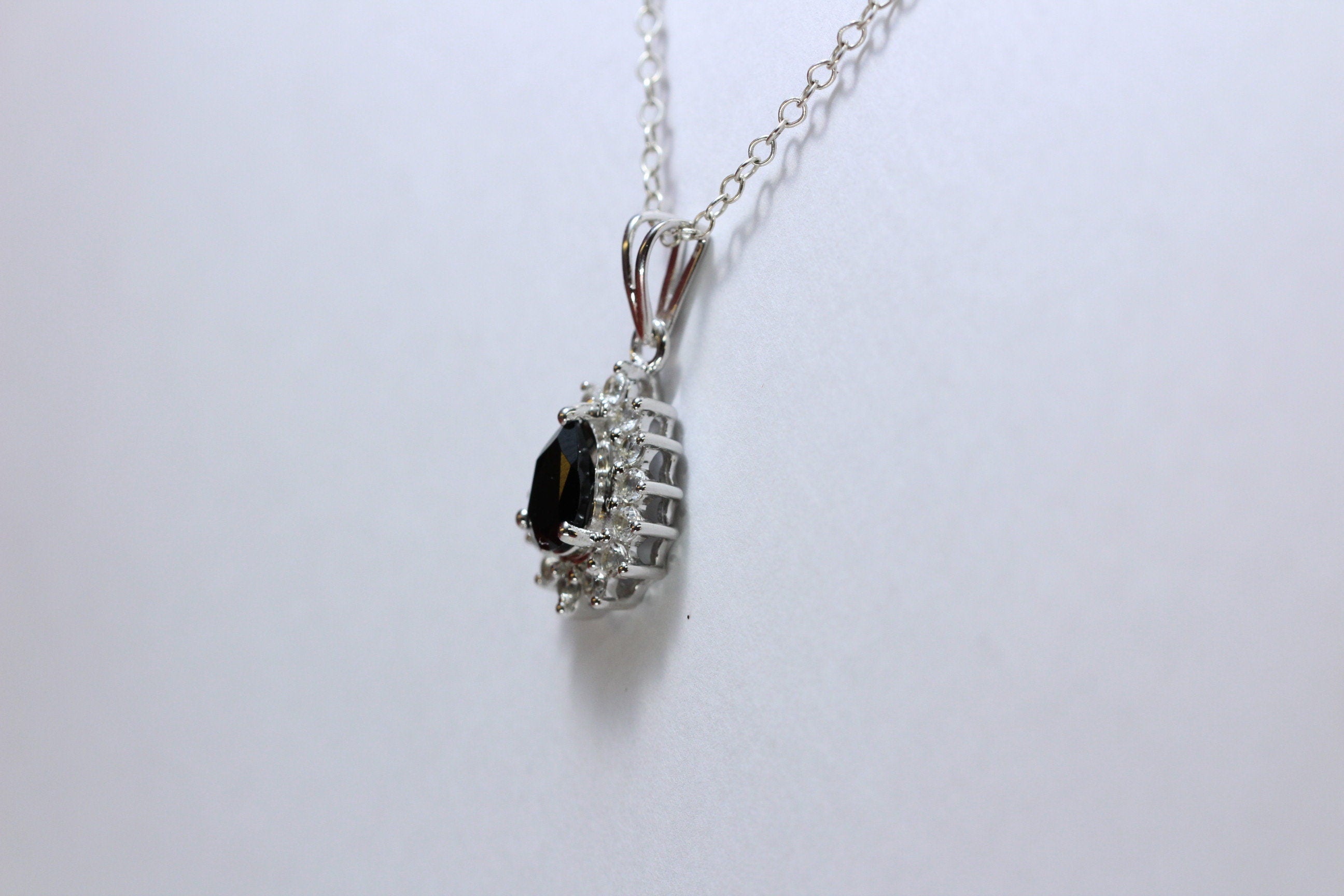 Edler 1,36 Carat Iolith weisstopas Anhanger 925 Silber Collier Kette Top Edel