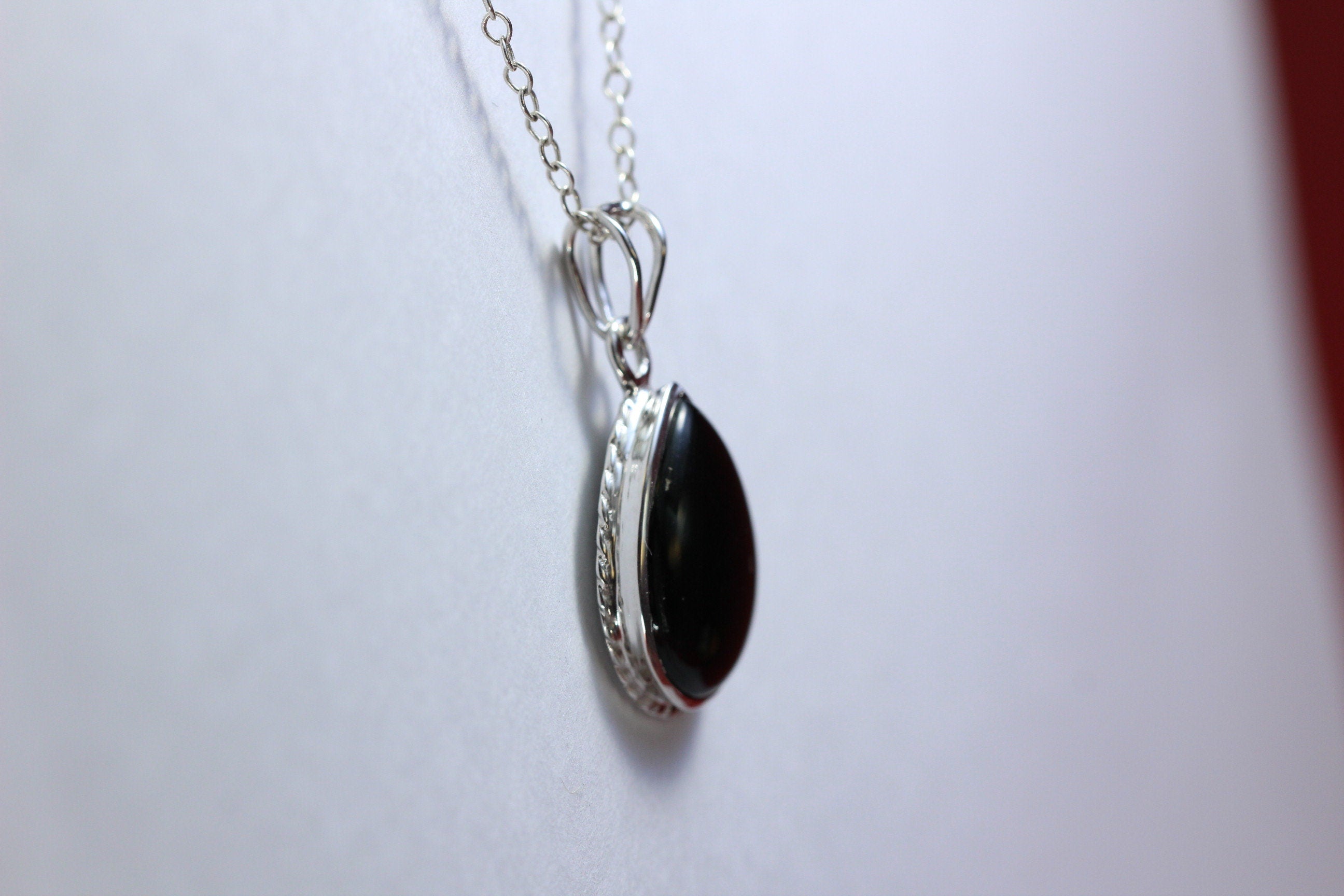 Edler 5,2 Carat schwarzer Onxy Anhangr 925 Silber schwarzer Edelstein Kette
