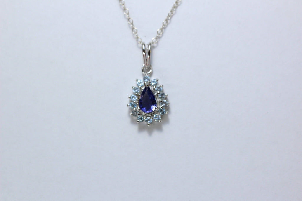 Edler 1,36 Carat Iolith weisstopas Anhanger 925 Silber Collier Kette Top Edel
