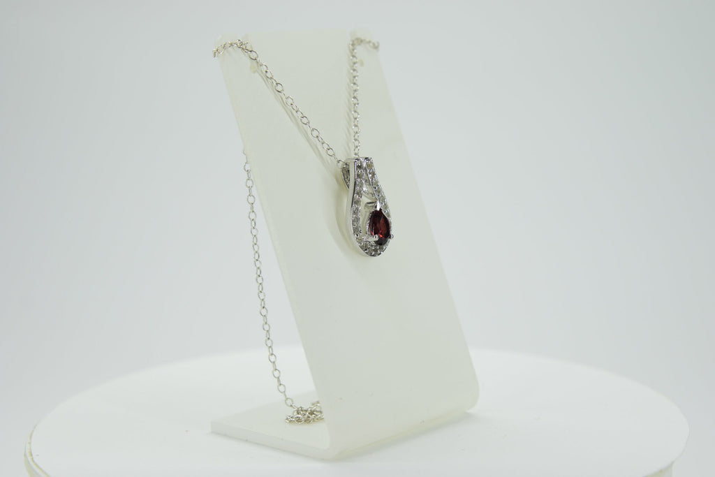 0,65 Carat Granat Anhanger 925 Silber weisstopas 925 Silber Collier Kette