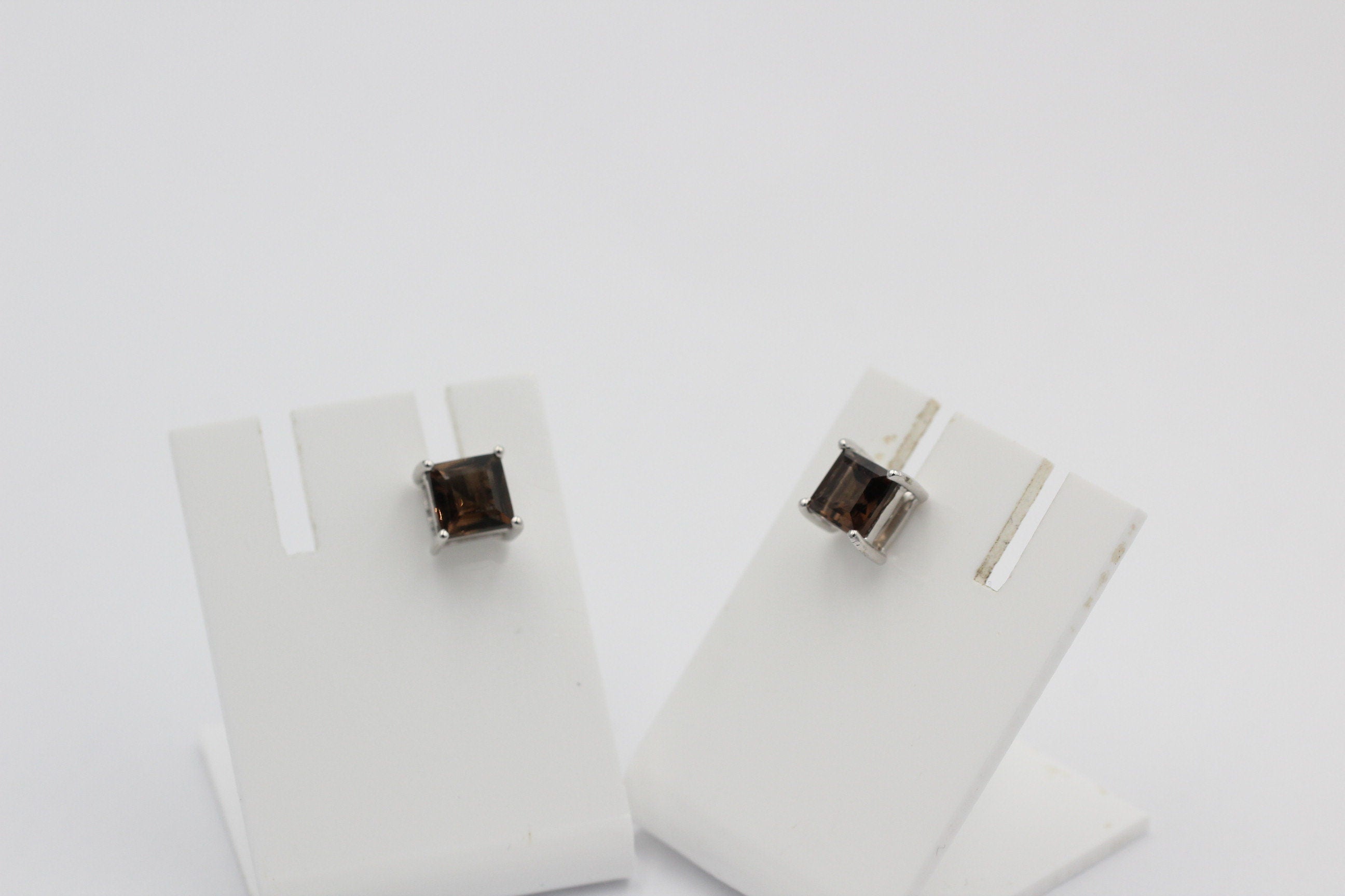 2,0 Carat Rauchquarz Ohrstecker 925 Silber Rauchtopas Edelsteinschmuck Top