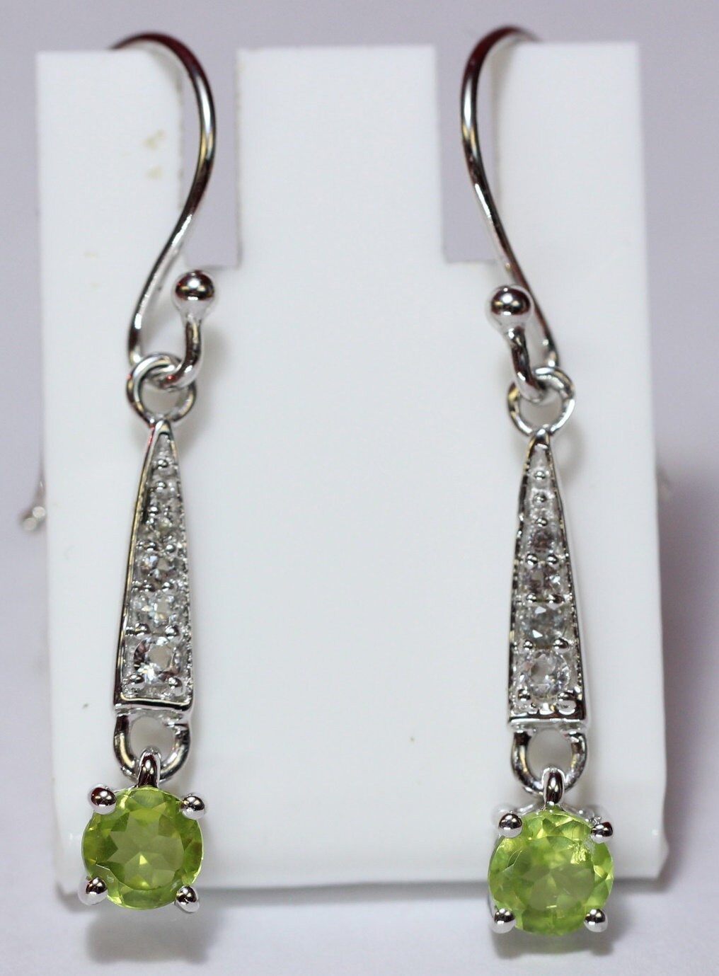 Edle 0,95 Carat Peridot weisstopas Ohrhanger 925 Silber  weisser Topas Olivin