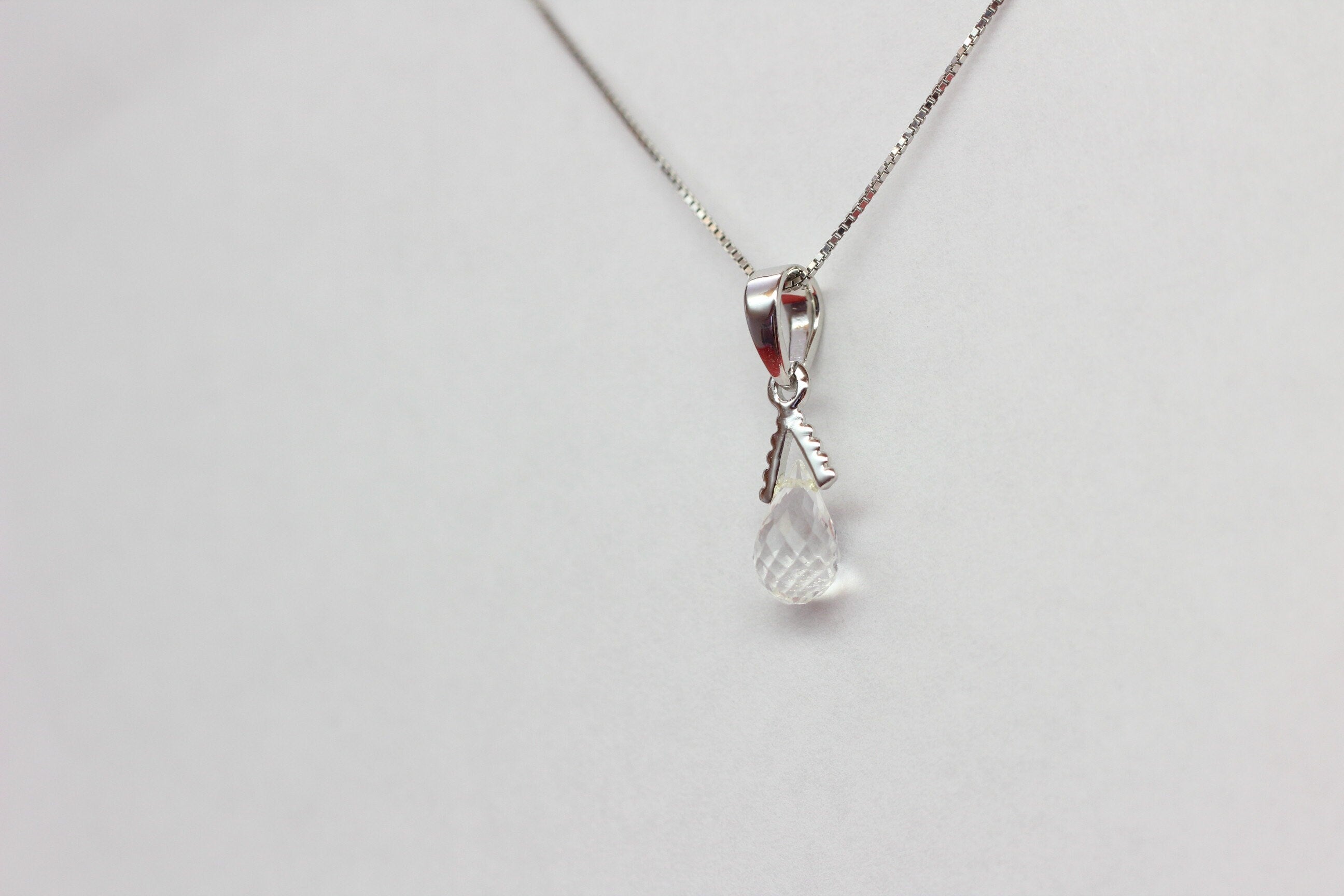 Edler 2,25  Carat weisstopas Anhanger 925 Silber Collier Kette Top weisser topas