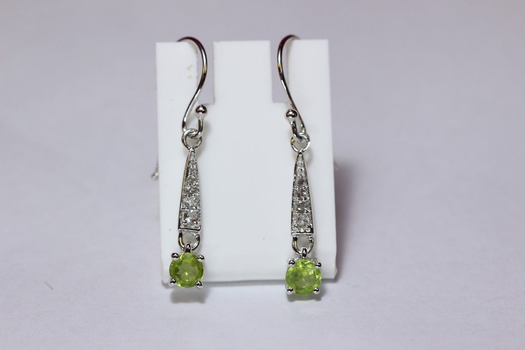 Edle 0,95 Carat Peridot weisstopas Ohrhanger 925 Silber  weisser Topas Olivin