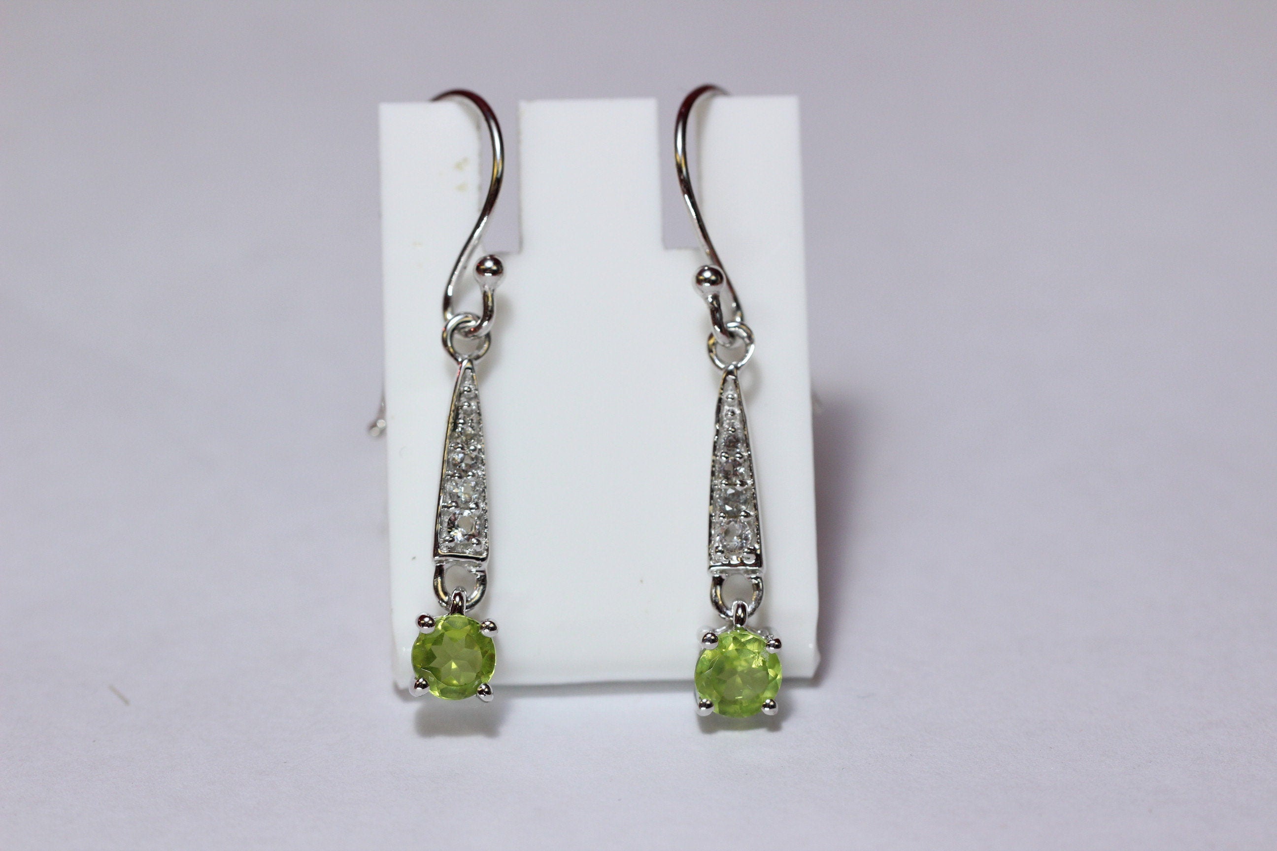 Edle 0,95 Carat Peridot weisstopas Ohrhanger 925 Silber  weisser Topas Olivin