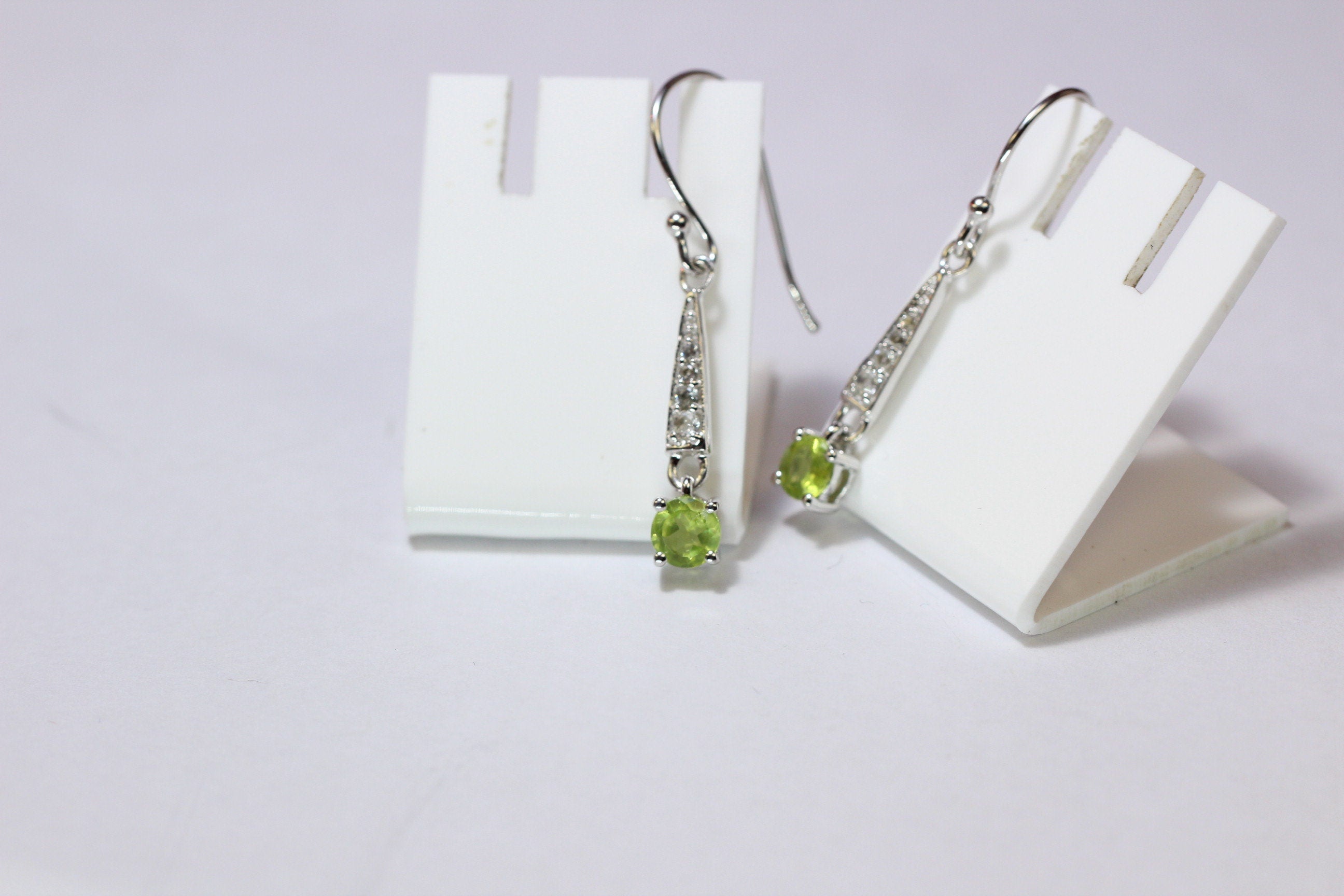 Edle 0,95 Carat Peridot weisstopas Ohrhanger 925 Silber  weisser Topas Olivin