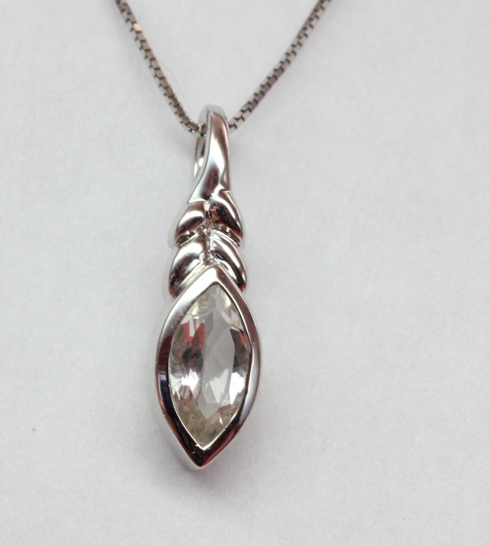 Edler 1,10 Carat weisstopas Anhanger 925 Silber  weisser Topas