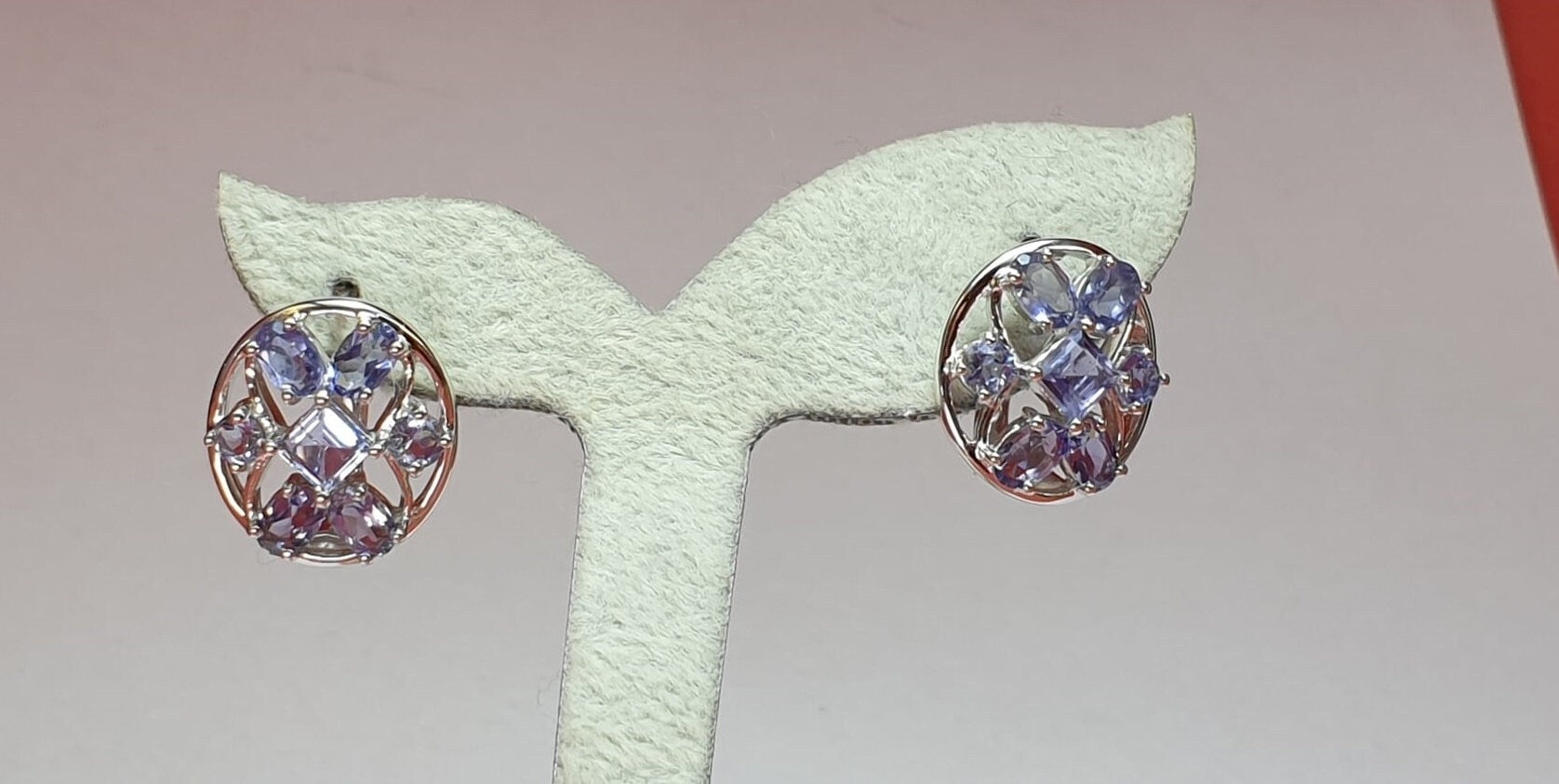 Design pur 7,4 Carat Iolith Ohrschmuck 925 Silber Ohrstecker Ohrring Wassersaphir