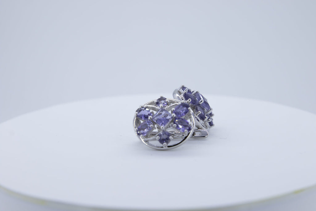 Design pur 7,4 Carat Iolith Ohrschmuck 925 Silber Ohrstecker Ohrring Wassersaphir