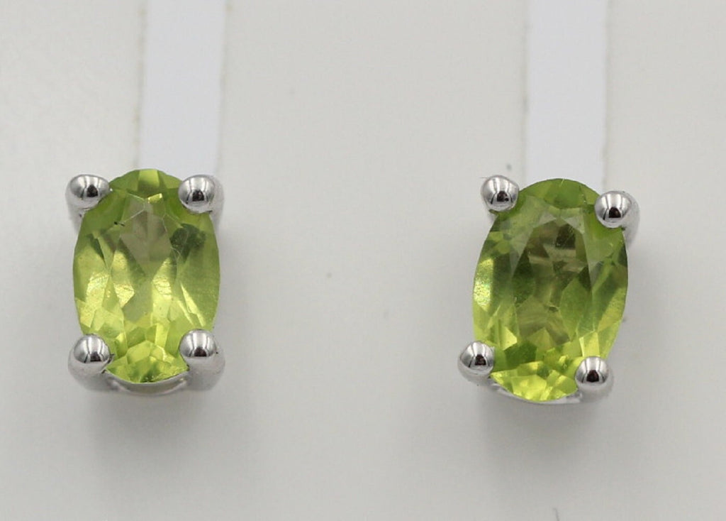 Edle 1,0 Carat Peridot  Ohrstecker 925 Silber Ohrring Ohrschmuck Olivin Top