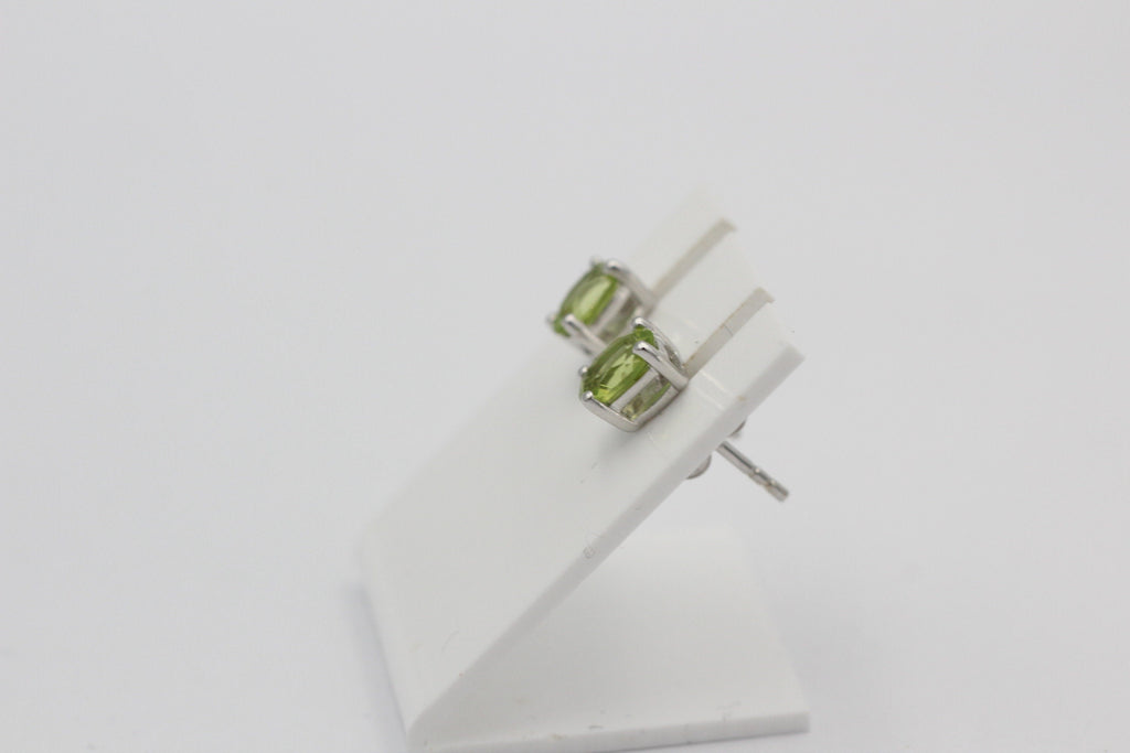 Edle 1,0 Carat Peridot  Ohrstecker 925 Silber Ohrring Ohrschmuck Olivin Top