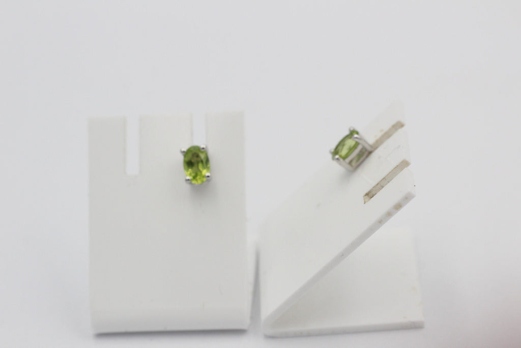 Edle 1,0 Carat Peridot  Ohrstecker 925 Silber Ohrring Ohrschmuck Olivin Top