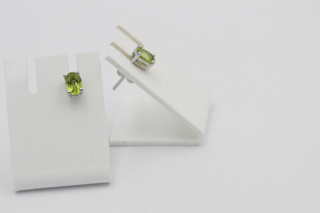 Edle 1,0 Carat Peridot  Ohrstecker 925 Silber Ohrring Ohrschmuck Olivin Top