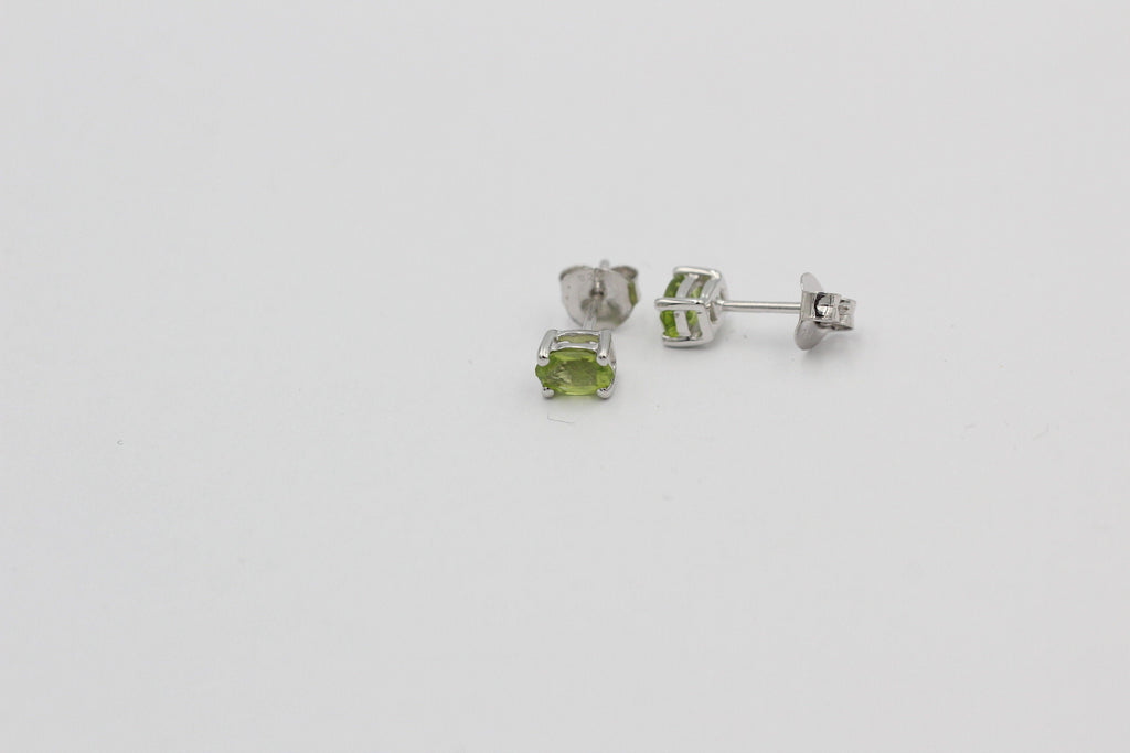 Edle 1,0 Carat Peridot  Ohrstecker 925 Silber Ohrring Ohrschmuck Olivin Top