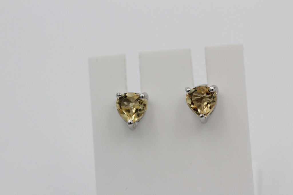 0,9 Carat Citrin Herz Ohrstecker 925 Silber Herzohrstecker gelber Edelstein