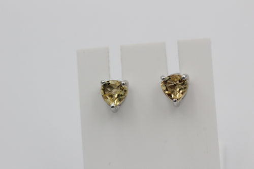 0,9 Carat Citrin Herz Ohrstecker 925 Silber Herzohrstecker gelber Edelstein