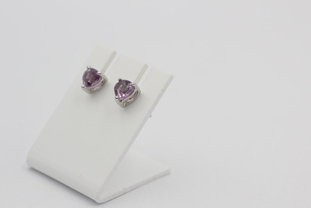 0,9 Carat Amethyst Herz Ohrstecker 925 Silber Herzohrstecker violetter Edelstein