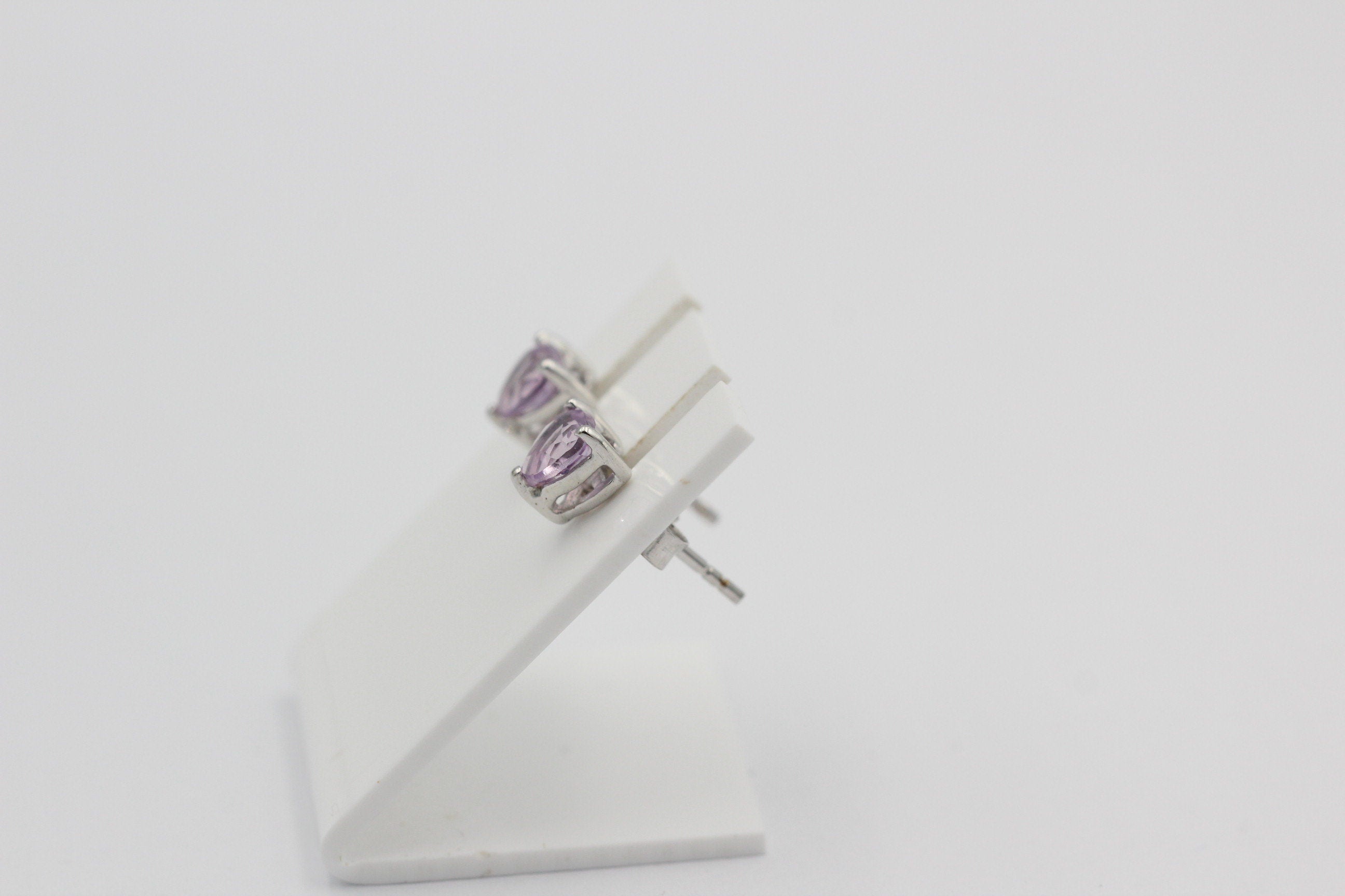 0,9 Carat Amethyst Herz Ohrstecker 925 Silber Herzohrstecker violetter Edelstein