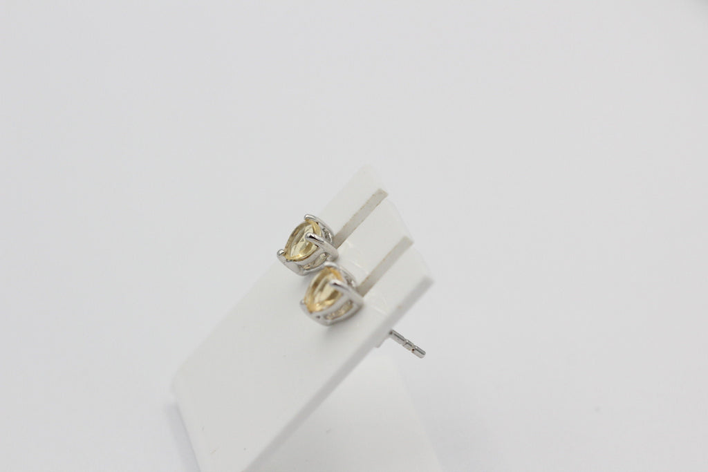 0,9 Carat Citrin Herz Ohrstecker 925 Silber Herzohrstecker gelber Edelstein