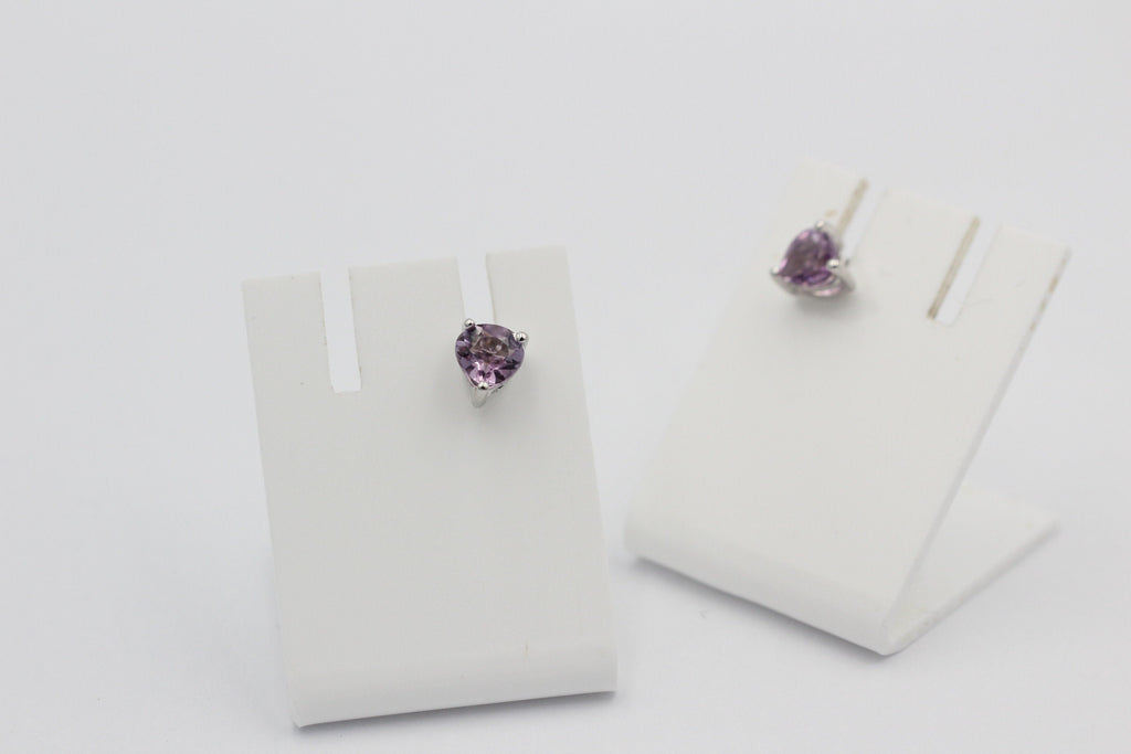 0,9 Carat Amethyst Herz Ohrstecker 925 Silber Herzohrstecker violetter Edelstein