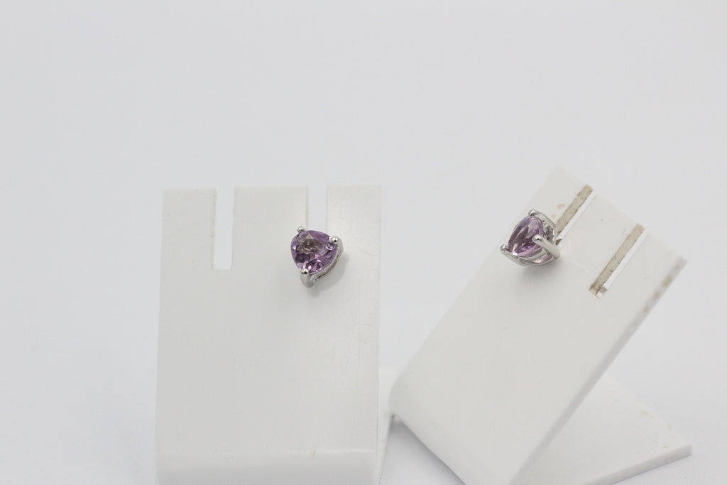 0,9 Carat Amethyst Herz Ohrstecker 925 Silber Herzohrstecker violetter Edelstein